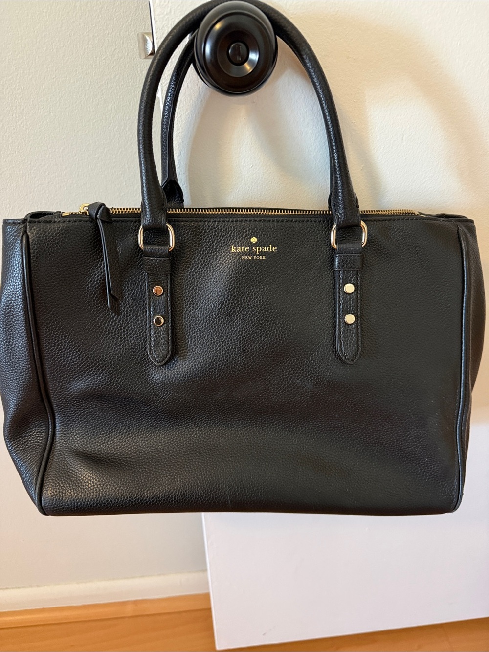 kate spade Black Pebbled Leather Double-Handle Satchel